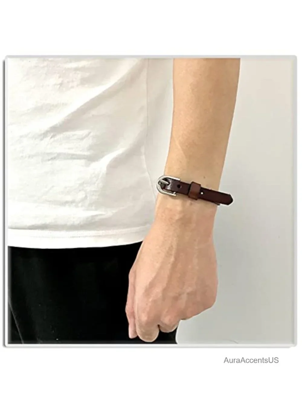 Leather Wristband Bracelet Buckle Closure Adjustable Bangle